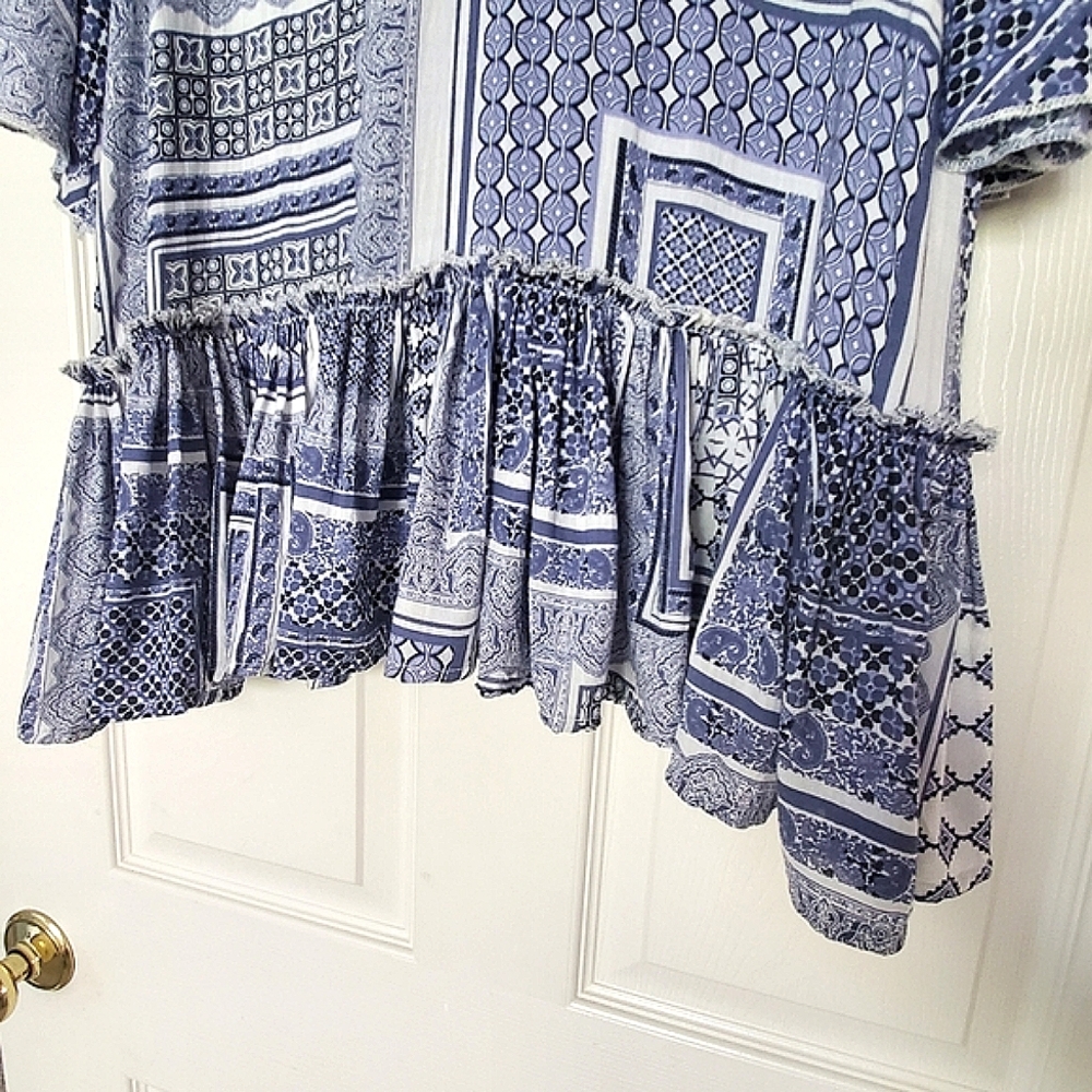 Neiman Marcus Pure Nordic Bistro Cuba-Print Top - Picture 7 of 9